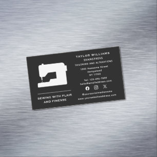 Social Media Seamstress Tailoring Sewing Machine Magnetic Business Card