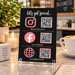 Social Media Sign QR Code Business Table Card