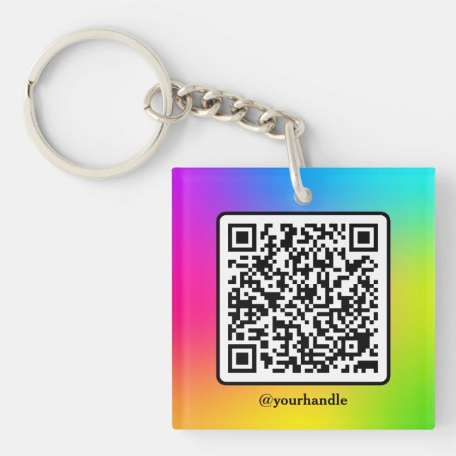 Social Media Square QR Code Acrylic Personalized K Key Ring (Front)