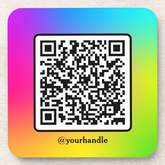 Social Media Square QR Code Custom Gradient Coaster (Front)