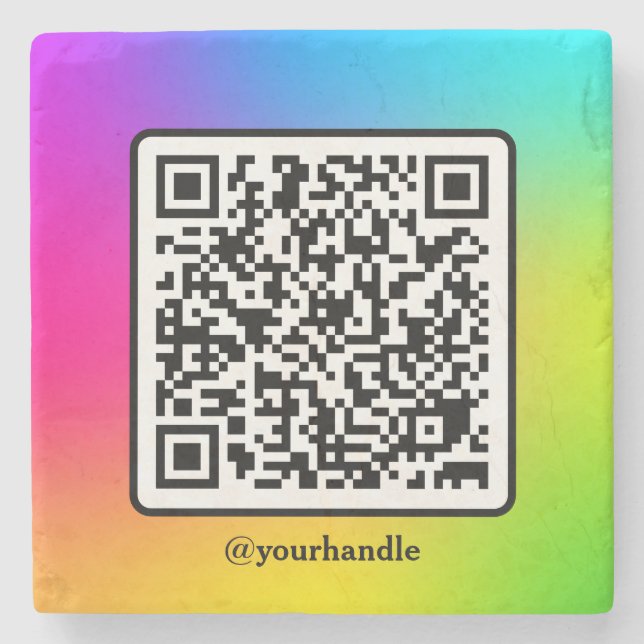Social Media Square QR Code Custom Gradient Stone Coaster (Front)
