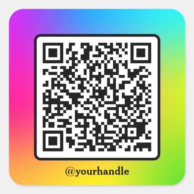 Social Media Square QR Code Multicolour Custom Square Sticker (Front)
