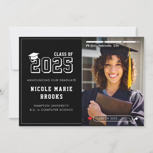 Social Media Story Photo Black Graduation Announcement (Front)