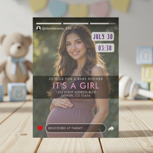 Social Media Story Post Photo Baby Shower Invitation
