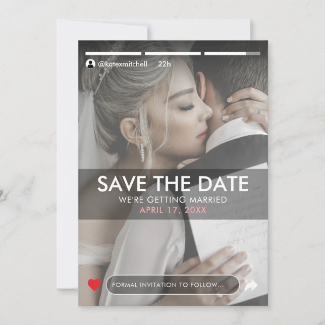 Social Media Story Post Photo Wedding Save The Date (Front)