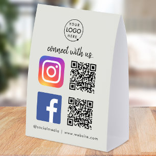 Social Media Table Tent QR Paper Tabletop Sign
