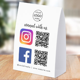 Social Media Table Tent QR Paper Tabletop Sign