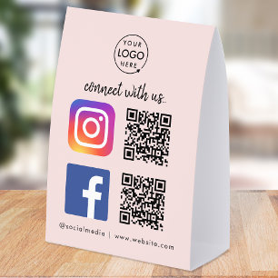 Social Media Table Tent QR Paper Tabletop Sign