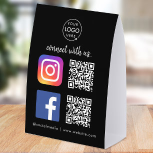 Social Media Table Tent   QR Paper Tabletop Sign