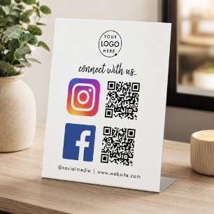 Social Media Tabletop Sign Instagram Facebook QR