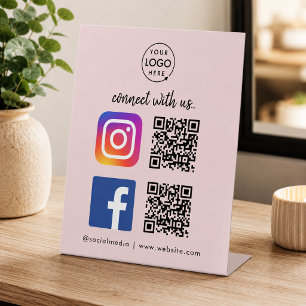 Social Media Tabletop Sign   Instagram Facebook QR
