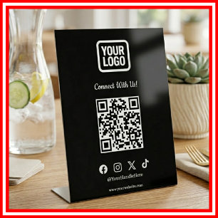 Social Media Tabletop Sign Instagram TikTok X QR