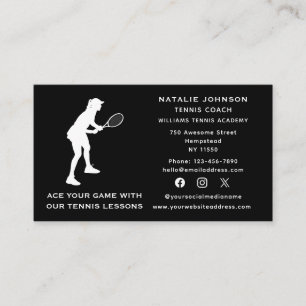 Social Media Tennis Coach Female Instructor Sports Business Card