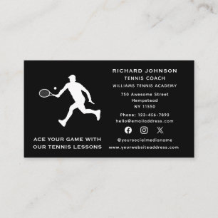 Social Media Tennis Coach Male Instructor Sports Business Card
