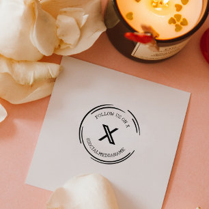 Social Media Twitter X Follow Us Rubber Stamp