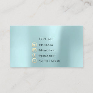 Social Media TwitterYouTubeInstagraFaceFB Aqua Business Card