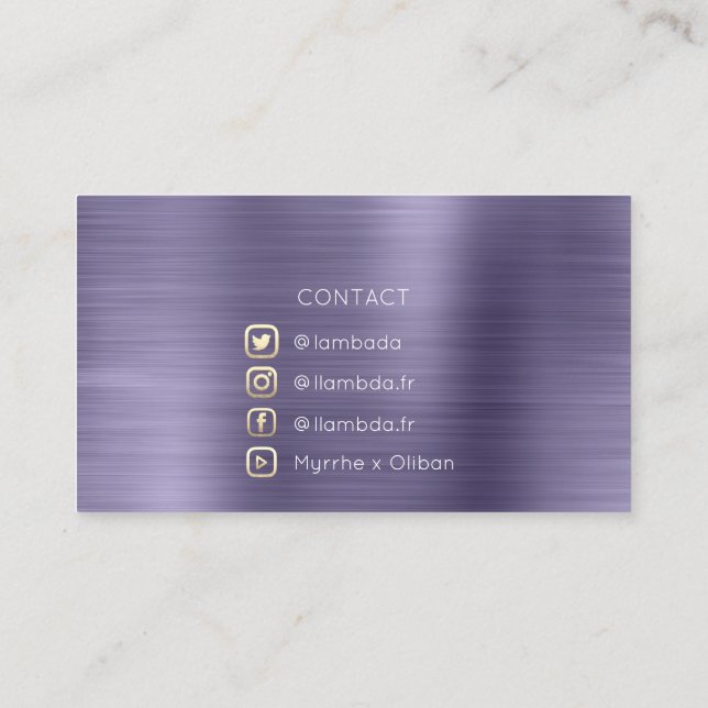  Social Media TwitterYouTubeInstagraFaceFB Purple Business Card (Back)