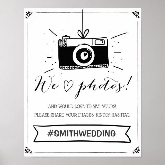 Social media wedding hashtag sign Photo Boot (Front)