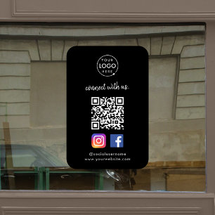 Social Media Window Cling   Instagram Facebook QR
