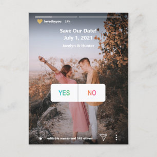 Social Media Yes/No Photo Fun Save the Date Invite Postcard