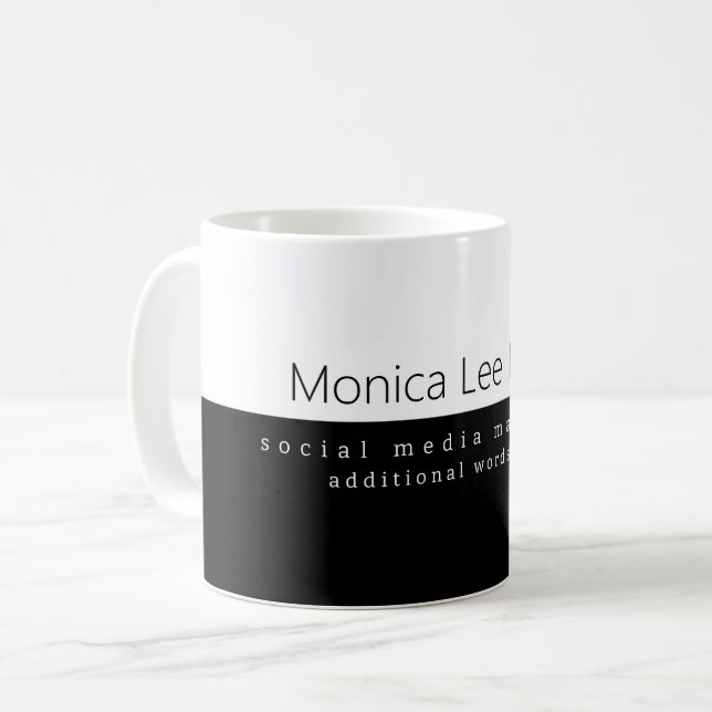 Social Midia Marketing Name Black White Coffee Mug (Front Left)