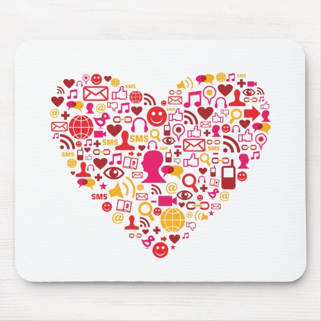 Social Network Heart Mouse Pad (Front)