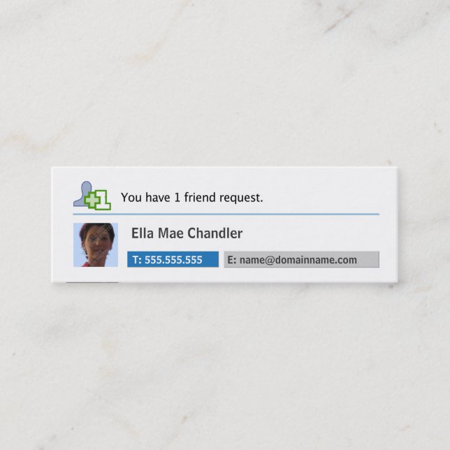 Social Networking - You Have 1 Friend Request Mini Business Card (Front)