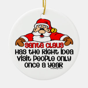 Social Santa Humour Ceramic Tree Decoration