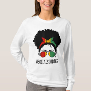Social Studies African Women Messy Bun Black Histo T-Shirt