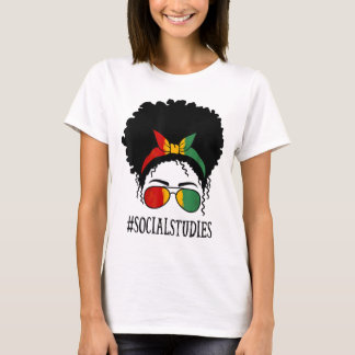 Social Studies African Women Messy Bun Black Histo T-Shirt