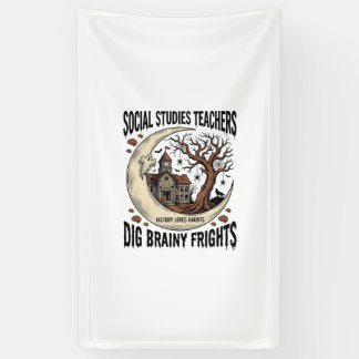 Social Studies Teacher Shirt Spooky Brainy Frights Banner