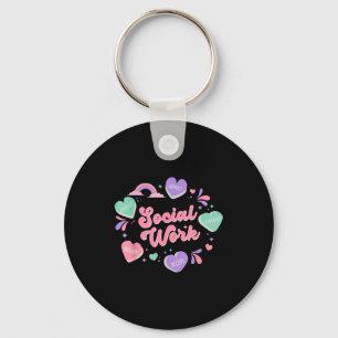 Social work candy heart valentines day school key ring