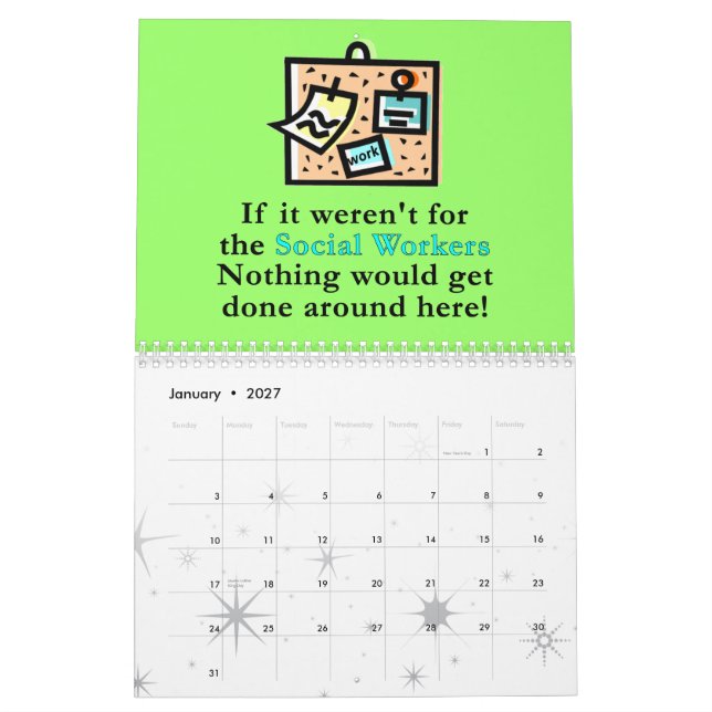 Social Work Humour Calendar (Jan 2027)