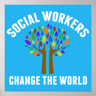 Social Work Inspirational Quote Beautiful Blue Poster