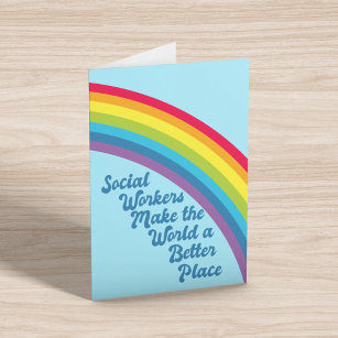 Social Work Inspirational Quote Rainbow Blue Card
