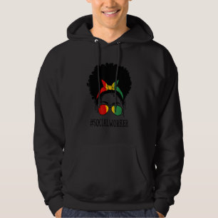 Social Worker African Women Messy Bun Black Histor Hoodie