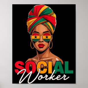 Social Worker Afro Woman Black History Month Poster