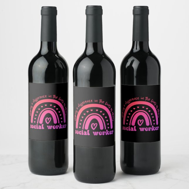 Social Worker Appreciation and Graduation Wine Label (Bottles)