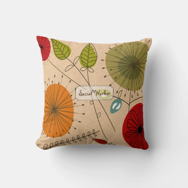 Social Worker Artsy Floral Cushion (Front)