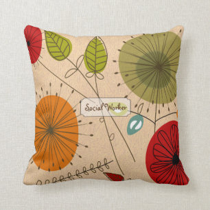 Social Worker Artsy Floral Cushion