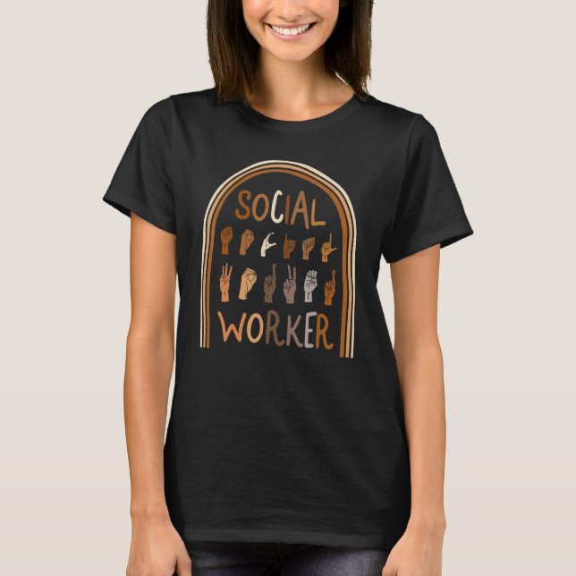 Social Worker ASL Hand Sign Future Health Care Wor T-Shirt (Front)