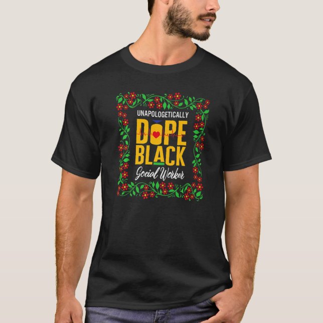 Social Worker Black Floral African American Future T-Shirt (Front)