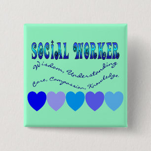 Social Worker BLUE HEARTS 15 Cm Square Badge