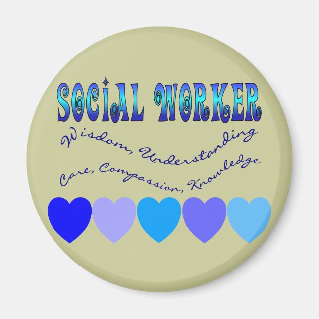 Social Worker BLUE HEARTS Magnet (Front)