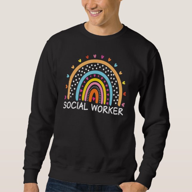 Social Worker Boho Rainbow Back To School Apprecia Sweatshirt (Front)