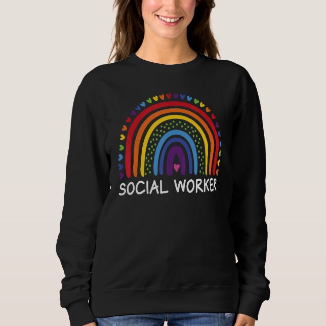 Social Worker Boho Rainbow Back To School Apprecia Sweatshirt (Front)