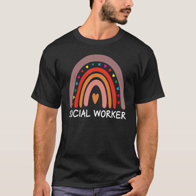 Social Worker Boho Rainbow Back To School Apprecia T-Shirt (Front)
