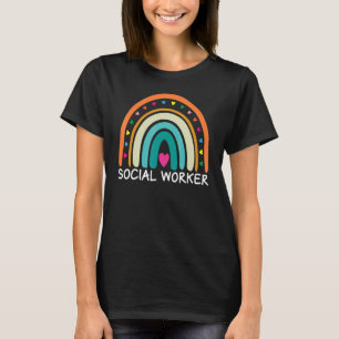 Social Worker Boho Rainbow Back To School Apprecia T-Shirt