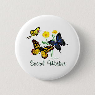 Social Worker Butterflies 6 Cm Round Badge