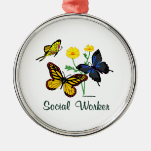 Social Worker Butterflies Metal Tree Decoration